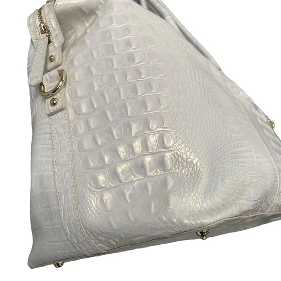 Brahmin Duxbury Weekender Duffel Bag Shell White Melbourne Travel Tote - Picture 8 of 15